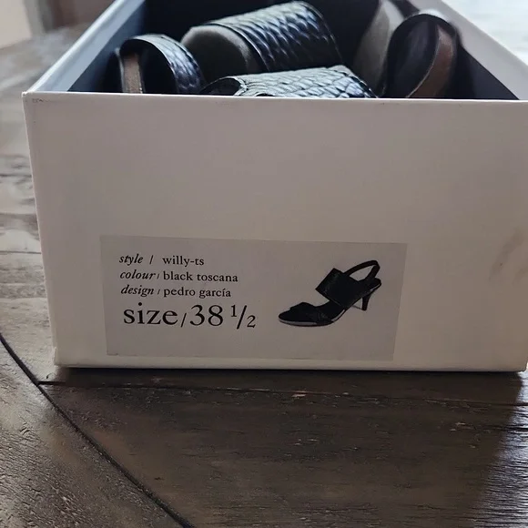 Pedro Garcia Women's Black Pebbled Leather Willy-ts Heels 38 1/2 - Picture 5 of 8